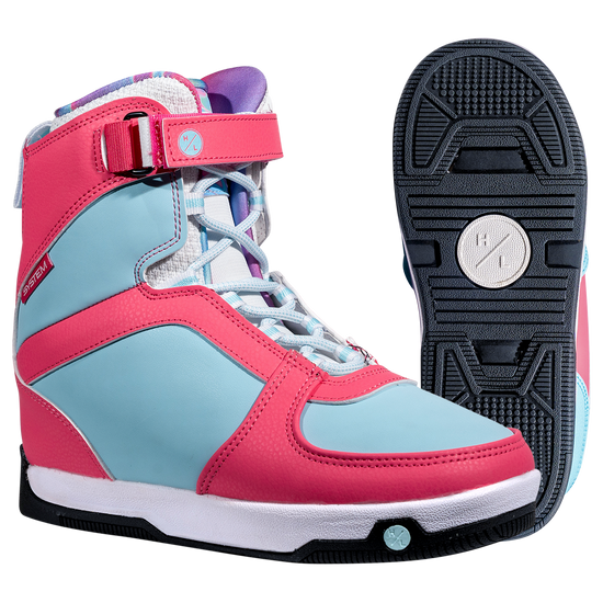 Aries Boot: Colorful high-top with pink, blue & purple details; rubber traction sole.