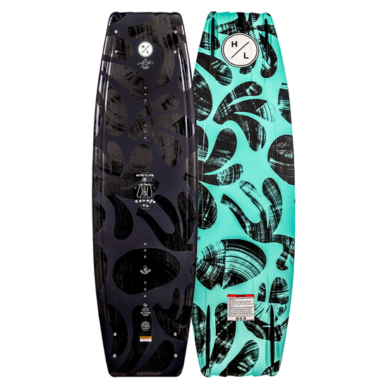 Capitol Loaded wakeboards feature a black and teal abstract leaf pattern.