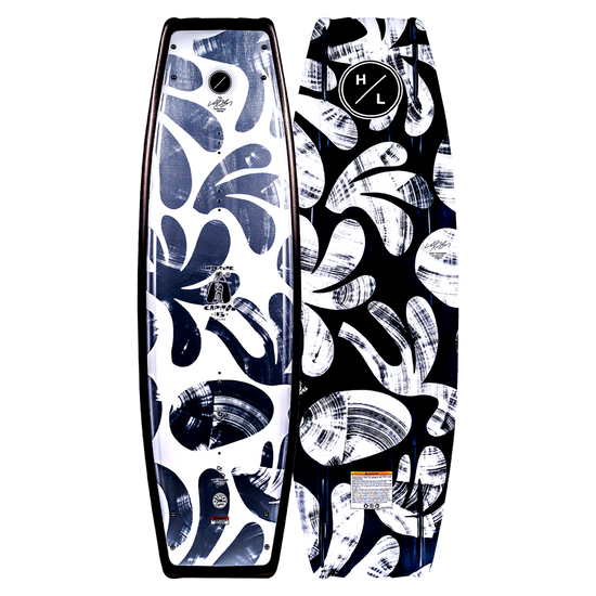 Capitol wakeboard, black & white with abstract leaf patterns.