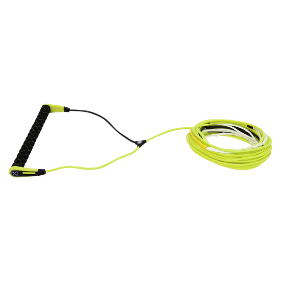 Coiled yellow and black Plus Rope Package with a handle.