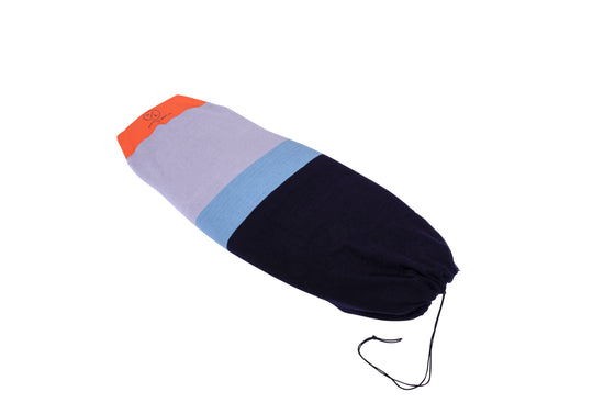 The Blunt Nose Surf Sock OSFA is a multi-colored drawstring bag with orange, blue, and black.